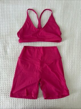 Paragon Fitwear Magenta Racerback Bralette & High-Waist Bike Shorts